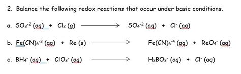 Solved 2. Balance the following redox reactions that occur | Chegg.com 