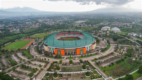 Aerial View Of The Largest Stadium Of Pakansari Bogor From Drone And