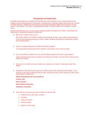 HCS 235 Week 1 Assignment Perspective On Health Care Questionnaire