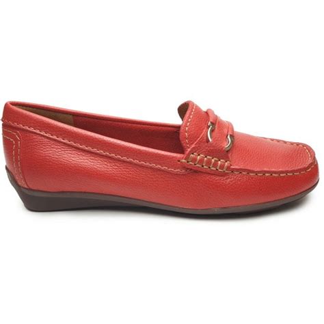 Globo Womens Atherstone Red Slip On Loafer Shoes