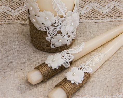 Rustic Wedding Candles Rustic Unity Candle Set Wedding Unity Etsy