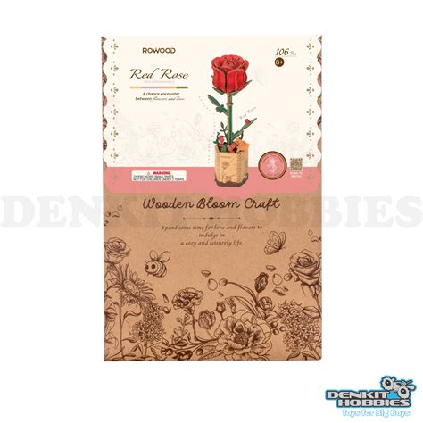 Wooden Bloom Craft Red Rose Kit Robotime Denkit Hobbies