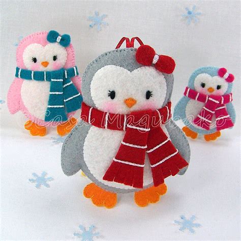 Pdf Pattern Penguin Felt Pattern Felt Penguin Sewing Etsy Felt Ornaments Patterns Felt