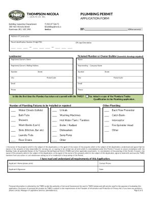 Fillable Online Building Permit Application Form Tnrd Fax Email