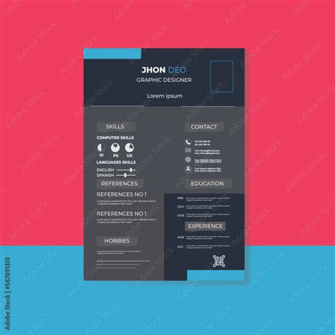 Professional Cv Resume Template Design And Letterhead Stock Vector Adobe Stock