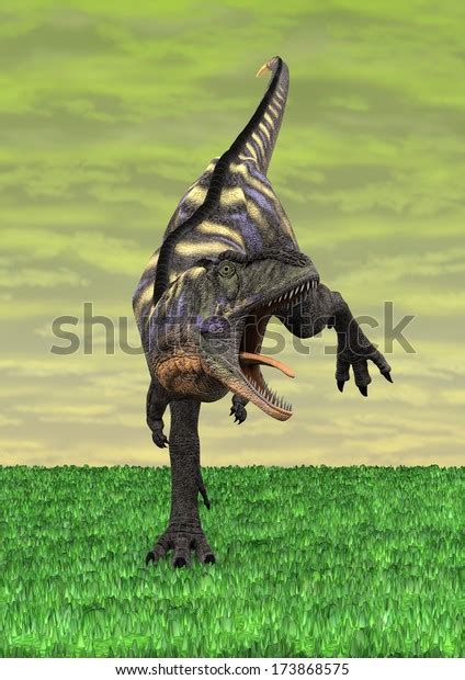 D Digital Render Running Dinosaur Aucasaurus Stock Illustration