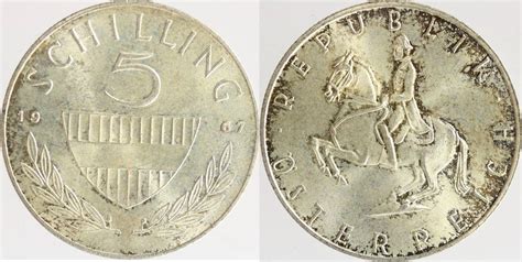 ÖSTERREICH 5 Schilling 1967 2 Republik prfr MA Shops