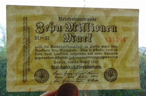 GELDSCHEINE BANKNOTEN EINE Reichsbanknote über Zehn Millionen Mark