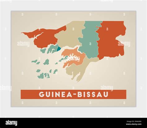 Guinea-Bissau poster. Map of the country with colorful regions. Shape ...