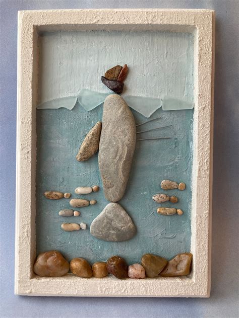 White Whale Moby Dick Whale And Tall Ship Pebble Art Ocean Art