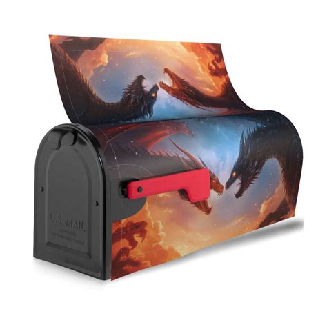 Bingfone Red And Blue Fire Cloud Dragon Magnetic Mailbox Cover Standard