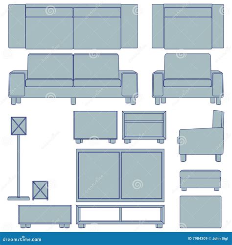 Blueprint Living Room Furniture Royalty Free Stock Images - Image: 7904309