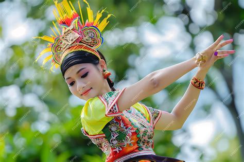 Premium Photo Young Woman In Traditional Malaysian Costume Performing