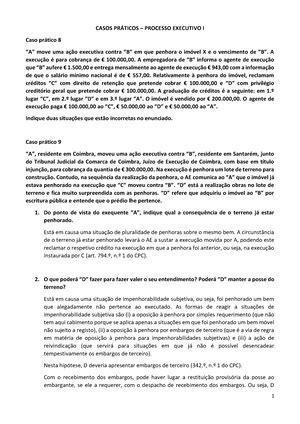 Caso prático n º 12 Caso prático Processo Executivo I Caso prático