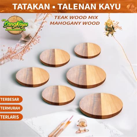 Jual Tatakan Talenan Kayu Jati Mix Kayu Mahoni Wooden Coaster Teak Wood