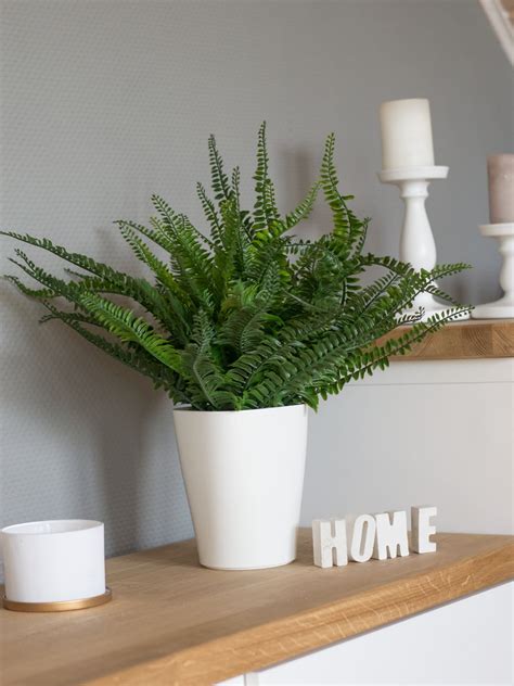 Fougère en pot plante artificielle 62 feuilles 48 cm europalms