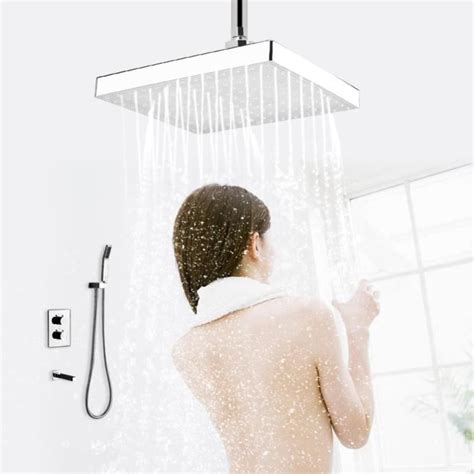 Pommeau De Douche Led De Pluie De Visage De Chrome Carr De Pouces