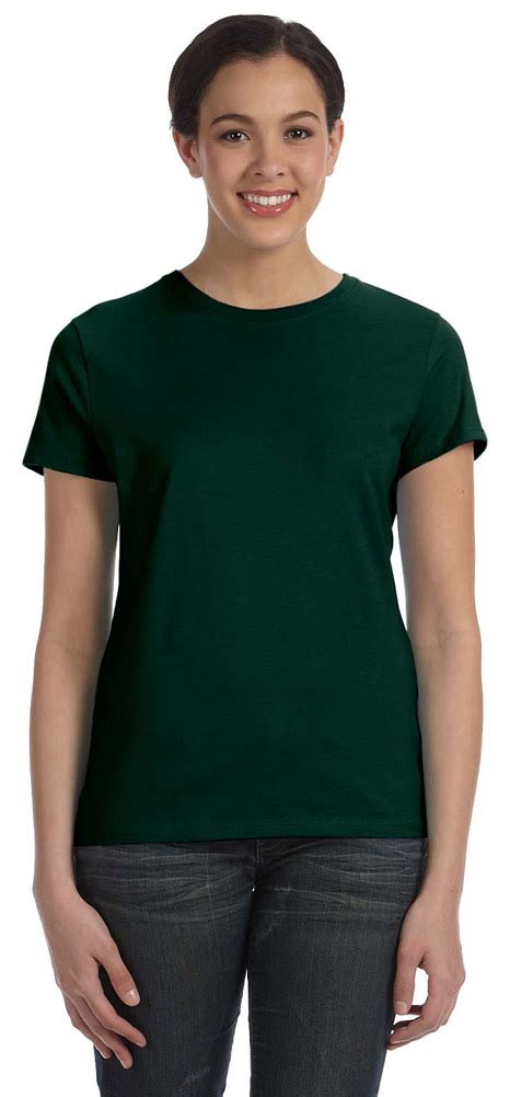 Hanes Sl04 Ladies Cotton Nano T Shirt Forest Small