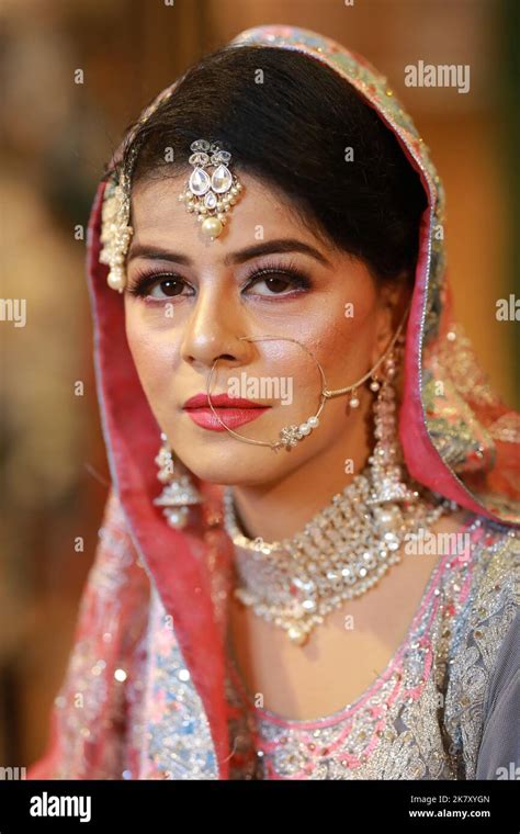 Bride At Pakistani Wedding Traditional Nikah Ceremony In Karachi Stock