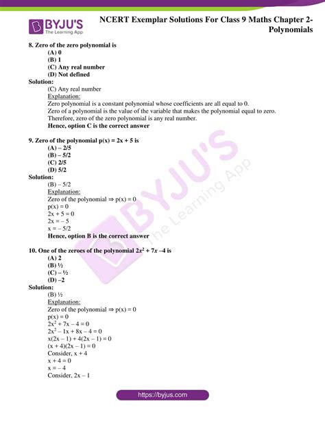 Ncert Exemplar Class 9 Maths Chapter 2 Solutions Polynomials