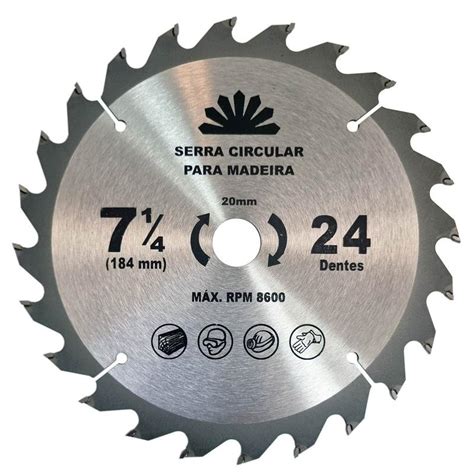 Lâmina de Serra Circular 185mm 7 1 4 para Madeira 24 Dentes HTOM