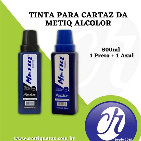 Tinta P Cartaz Da Metiq Alcolor Ml Preto Azul Cr Etiquetas