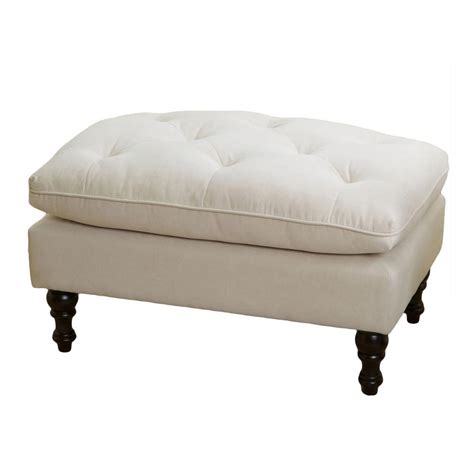 Noble House Cream Tufted Pillow Top Ottoman 216601 The Home Depot