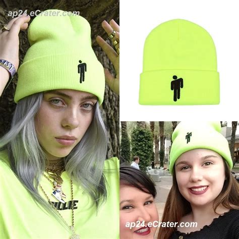 Embroidery Billie Eilish Beanie Hat Knitted Winter For Women Men Hip ...