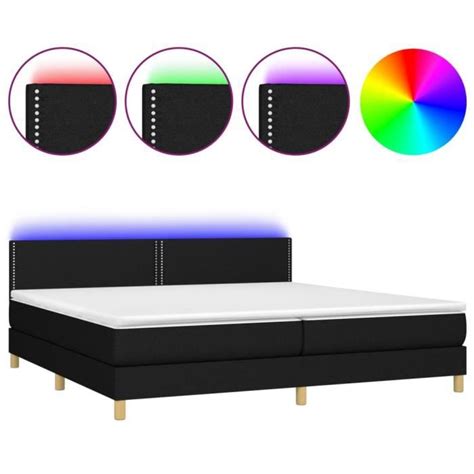 Omabeta Lits Cadres De Lit Sommier Tapissier Et Matelas Et LED Noir