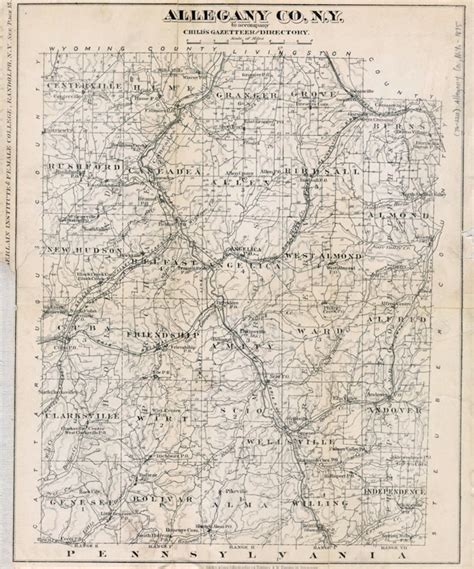 1875 Map Of Allegany County New York Etsy