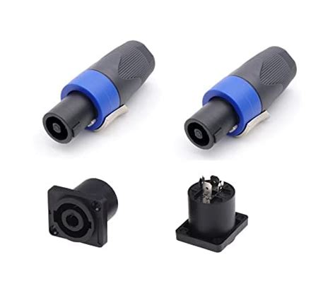 ESPtronics 2 Pair 4 Pin Plug Audio Cable Plug Socket Adapter Speakon