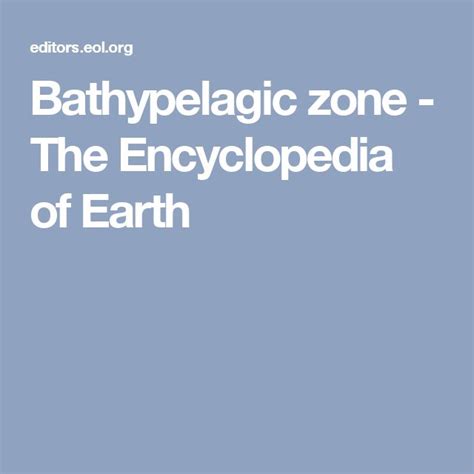 Bathypelagic zone - The Encyclopedia of Earth | Tourist attraction ...