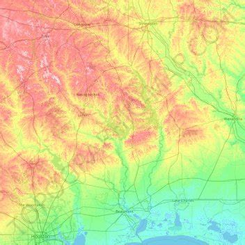 Sabine River topographic map, elevation, terrain