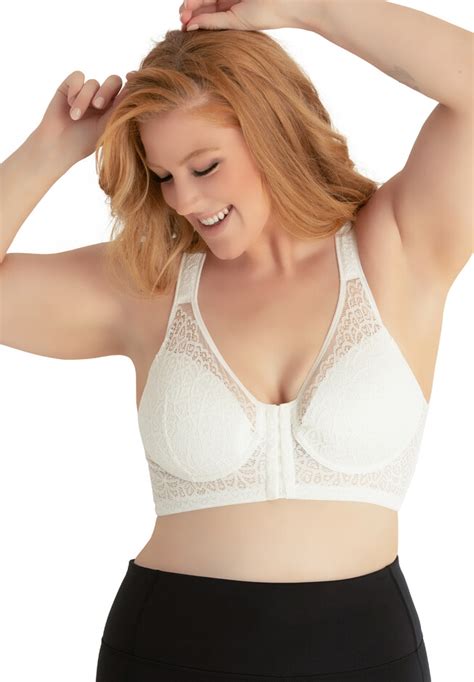 Shimmer Back Lace Bra The Nora Front Closure White Catherines