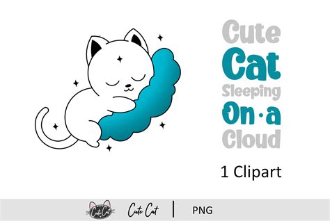 Cute Cat Sleeping On A Cloud Graphic By Cutecat Creative Fabrica