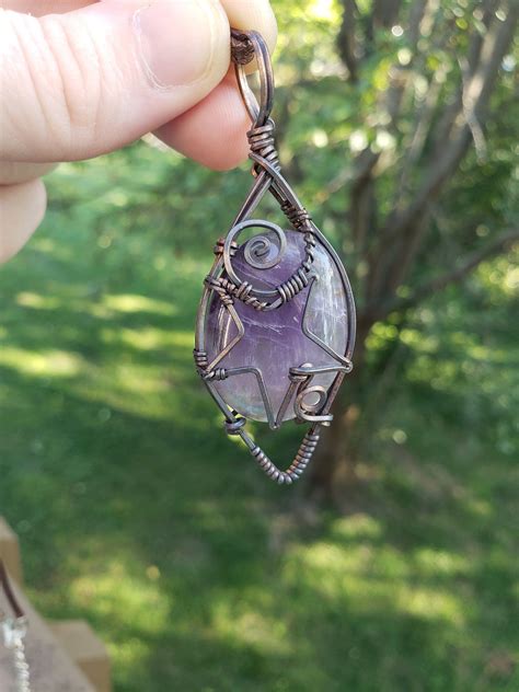 Amethyst Star Wire Wrapped Copper Crystal Pendant Necklace Etsy