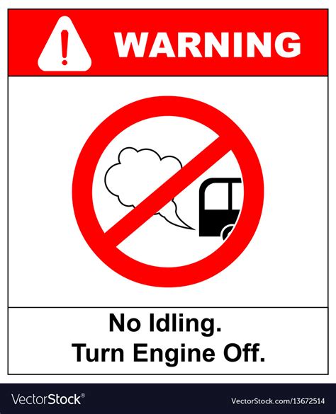 No Idling Or Idle Reduction Sign On White Vector Image