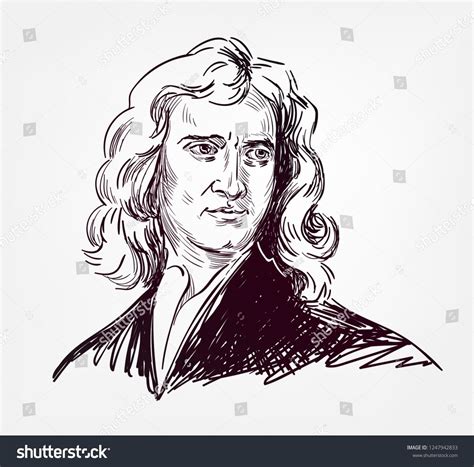 Isaac Newton Vector Sketch Style Portrait Vector Newton Isaac Portrait