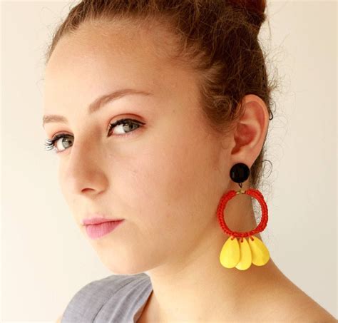 Hoop Earrings Colorful Earrings Statement Earrings Big Red Earrings