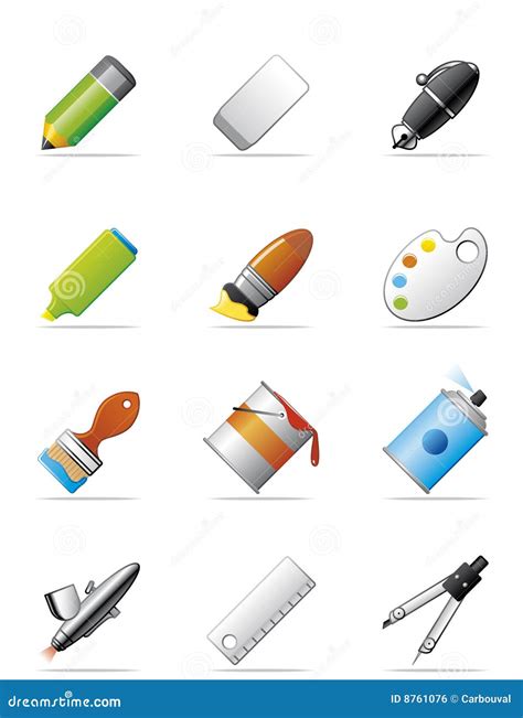 Drawing And Painting Tools Ico Stock Vector Illustration Of Airbrush