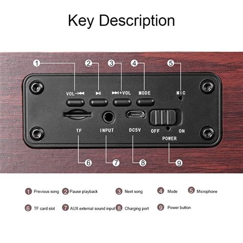 Q8 Bluetooth 4.2 Classic Wooden Double Horns Bluetooth Speaker (Red ...