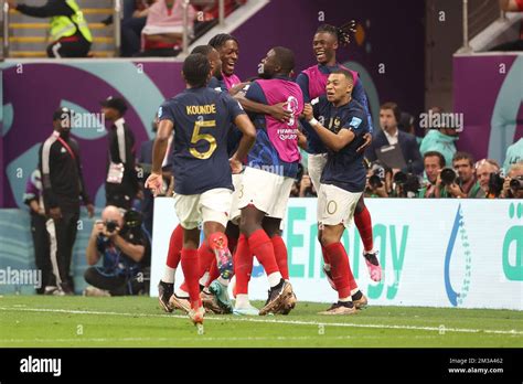Al Khor, Qatar. 14th Dec, 2022. Randal Kolo Muani of France celebrates ...