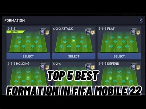 TOP 5 BEST FORMATIONS IN FIFA MOBILE 22 BEST FORMATIONS FIFA MOBILE 22