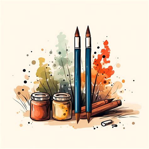 Premium AI Image | Watercolor Markers Colored Pencils Sketchbook ...