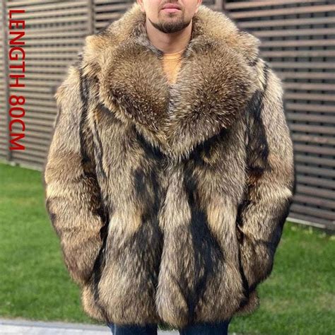 Fur Coat Men Real Fox Fur Jacket Winter Fur Coats Warm Thick Jackets Plus Size Overcoats 4 L