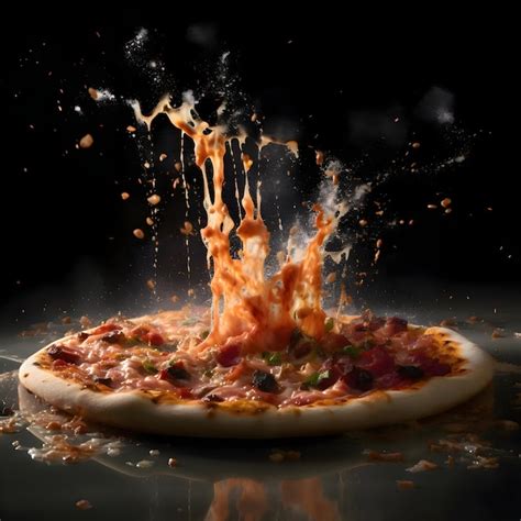 Premium Ai Image Pizza With Salami And Mozzarella Cheese On Black