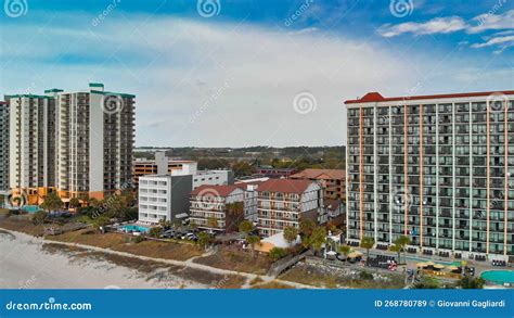 Myrtle Beach From Drone South Carolina City And Beach View At Dusk Stock Image Image Of