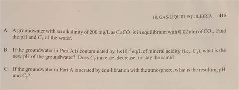 Solved A A Groundwater With An Alkalinity Of Mg L As Chegg