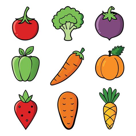 Set Of Fruits And Vegetables Icons 46581251 Vector Art At Vecteezy