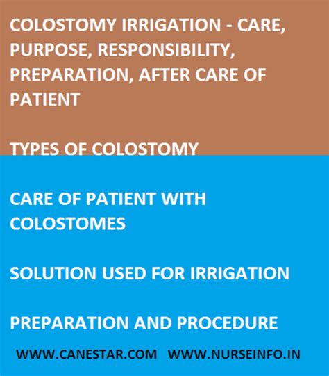 Colostomy Irrigation Care Purpose Responsibility Preparation And